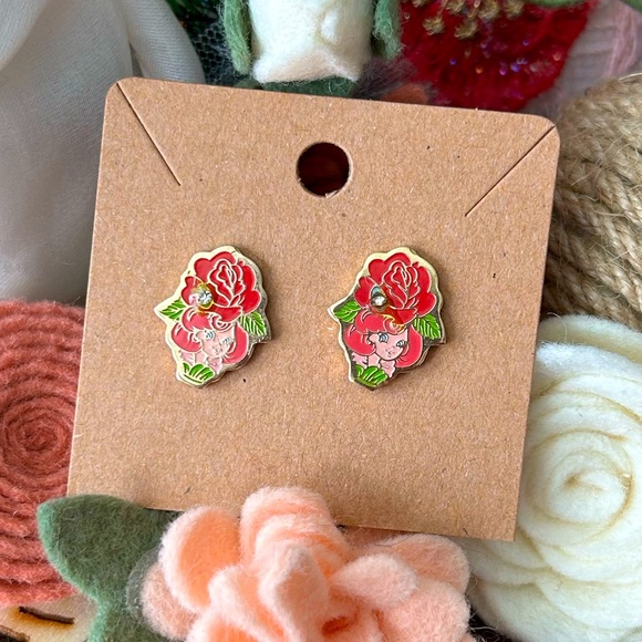 Fashion Jewelry - Vintage Rose Petal from 80’s Cartoon Rose Petal Place Stud Earrings